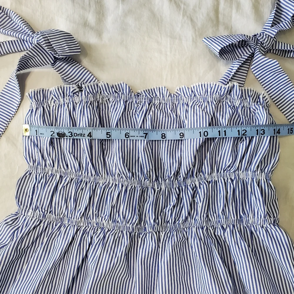 Women's Vine & Love Blue White Striped Maxi Dress Tie Straps Size Medium - Picture 3 of 6